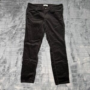 LOFT Curvy Skinny Corduroy Pants Black Size 8 29 Fine Wale Stretch Tapered Leg